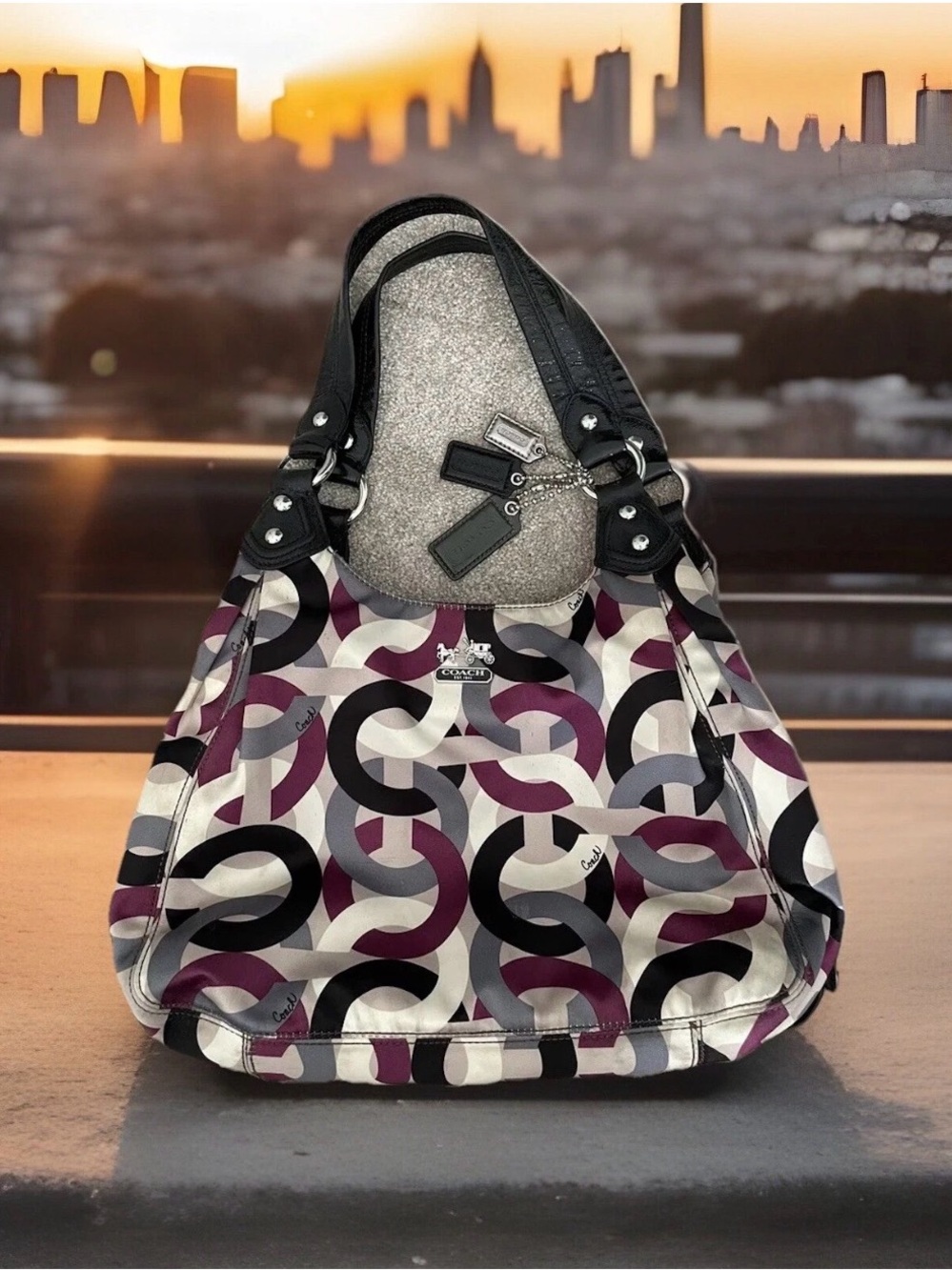 Coach Taylor Tote Shoulder Bag Black & Red